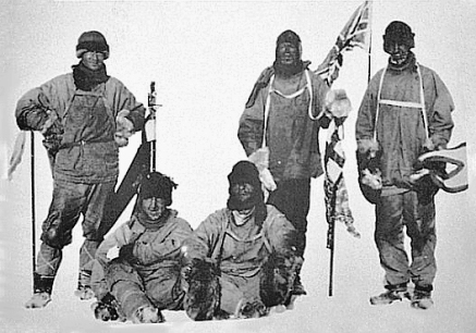 סקוט ומשלחתו בקוטב הדרומי (צילום: מכון סקוט לחקר הקוטב)