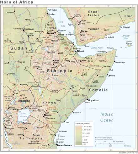 מפת קרן אפריקה (CIA)